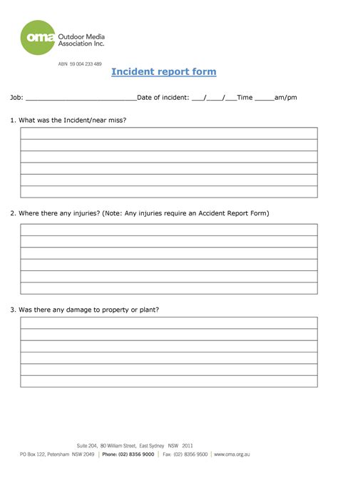 incident report template employee police generic template lab