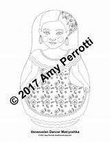 Matryoshka Venezuelan Coloring Doll Traditional Printable Dress Amyperrotti sketch template