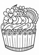 Cupcake Coloring Pages Cupcakes Dessert Book Printable Print Notebook Easy Sheets Kids Food Cover Adults Tulamama Blank Diary Visit Zentangle sketch template