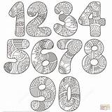 Zentangle Zahlen Numbers Coloriage Chiffre Numeri Lettere Supercoloring Numeros Números Coloriages Ausdrucken Imprimer Mandalas Adulti Adulte Chiffres Maternelle Verob Enfant sketch template