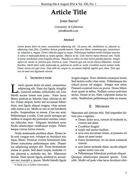journal article template latex templates pinterest scientific