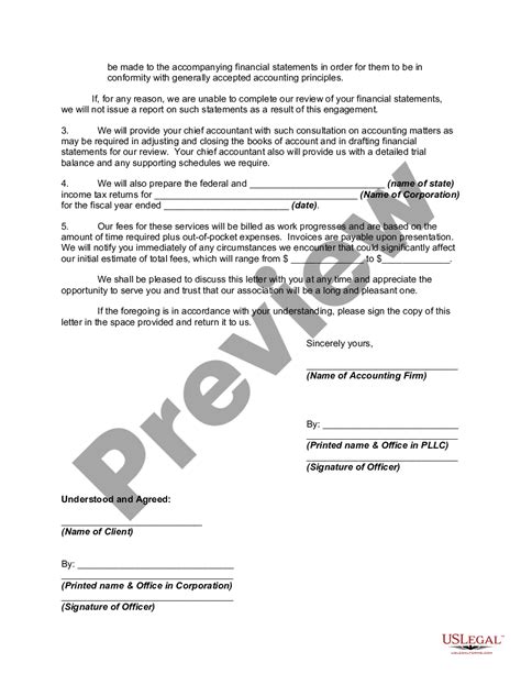 engagement letter  review  accounting firm  form  review
