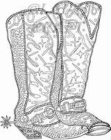 Cowboy Coloring Cowgirl Ranch Boots sketch template