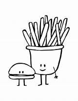 Fries Drawing Burger Hamburger Getdrawings Clip sketch template