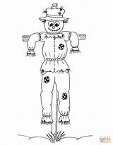 Coloring Scarecrow Cartoon Pages Drawing Crafts Printable Paper sketch template