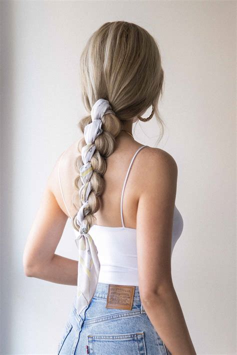 easy braided ponytail  scarf alex gaboury