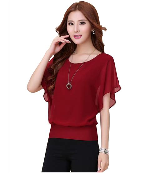 2017 New Fashion VOA Summer Red Elegant Thin Silk Midi