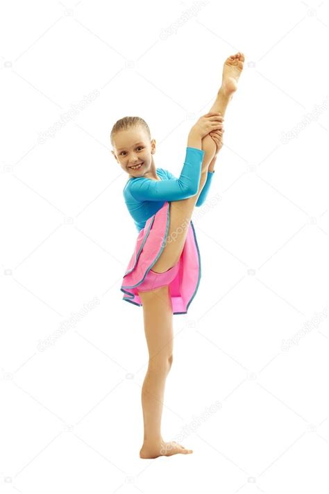 chica joven haciendo ejercicios de gimnasia — foto de stock © carman 86714252