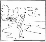 Swimming Boy Go Cold Pages Weather Beach Coloring Waves Sea Color sketch template