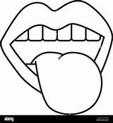 Tongue Mouth Emblem Vintage Tattoo Alamy sketch template