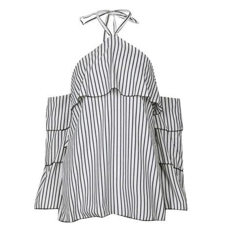 womens sexy hanging neck off shoulder tops ladies casual striped long