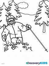 Coloring Skiing Kids Popular Print sketch template