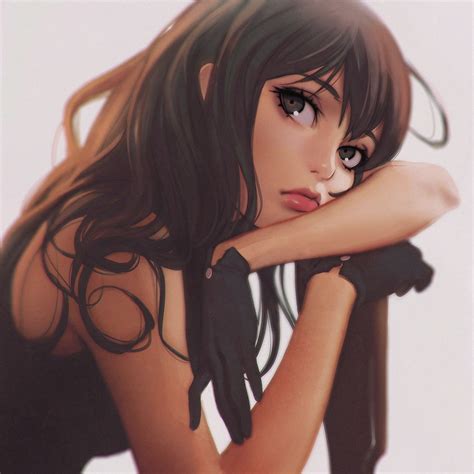 wallpaper model long hair anime glasses black hair clothing girl beauty eye lady