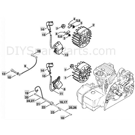 stihl ms  chainsaw ms  parts diagram ignition system