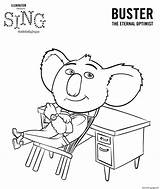 Coloring Sing Koala Buster Pages Movie Print Printable Color Book sketch template