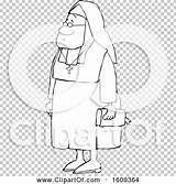 Bible Cross Clipart Lineart Nun Carrying Neck Wearing Illustration Cartoon Around Her sketch template