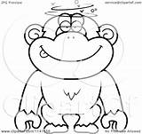 Dumb Drunk Chimpanzee Clipart Coloring Cartoon Outlined Vector Cory Thoman Pages Die Ways Printable Royalty Template sketch template