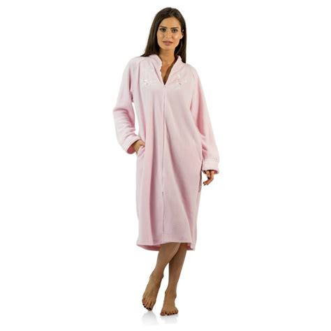 casual nights casual nights womens zip  front long fleece robe