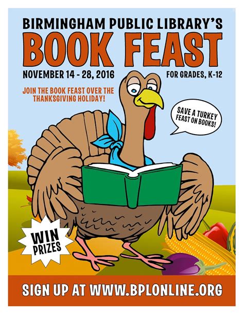save  turkey feast  booksbirmingham public library hosting  book feast reading