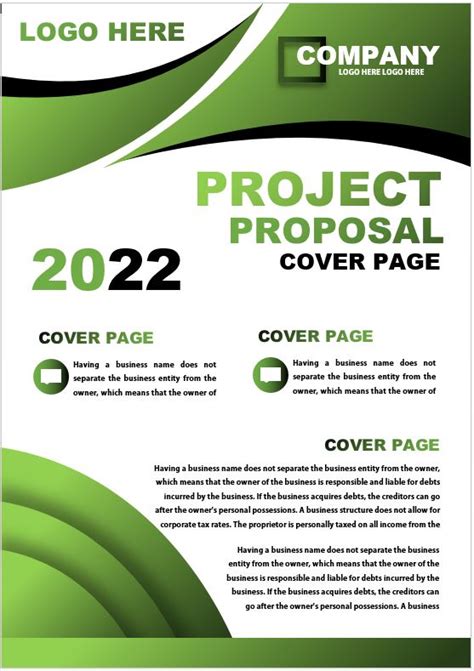 creative project proposal cover page design  ms word