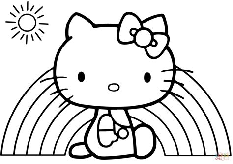 kitty rainbow coloring page  printable coloring pages