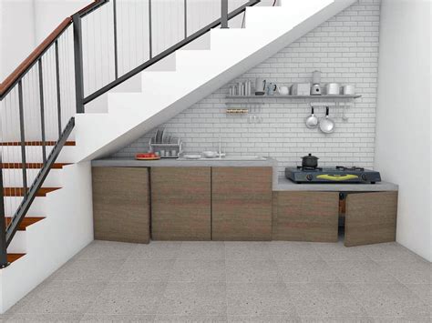desain dapur dibawah tangga desain rumah