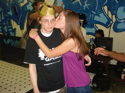 nerd gets awkward kiss birthday party by cute girl what a shocker i m jealous