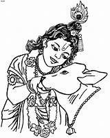 Coloring Janmashtami Krishna Drawing Clipart Lord Pages Cow Sri Festival Shri Flute Ji Adult Line Sketch Kids Cliparts Happy Vintage sketch template