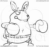 Boxing Cartoon Rabbit Chubby Coloring Clipart Outlined Vector Cory Thoman Royalty sketch template