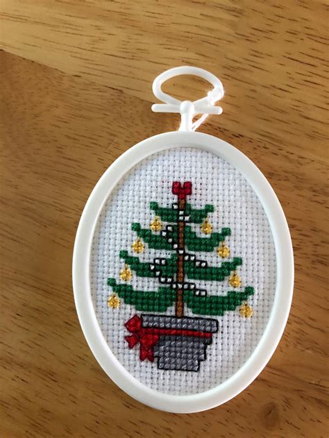 cross stitch christmas tree mini ornament etsy