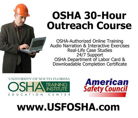 osha  hour outreach safety training courses  construction
