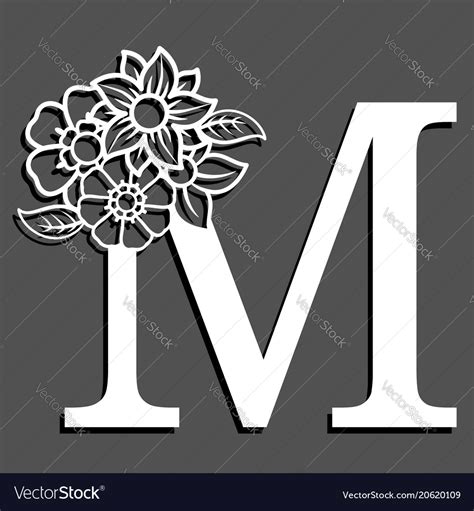 letter silhouette  flowers  royalty  vector image