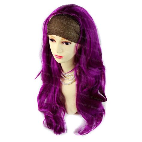 Purple Red Long 3 4 Wig Fall Hairpiece Wavy Layered Hair Ladies Wigs