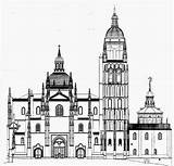 Catedral Segovia Fachada Alzado Occidental sketch template