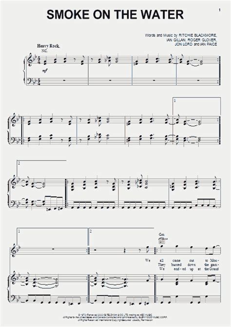 smoke   water chords easy sheet  chords collection