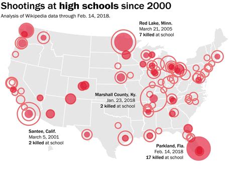 eighteen years of gun violence in u s schools mapped the washington