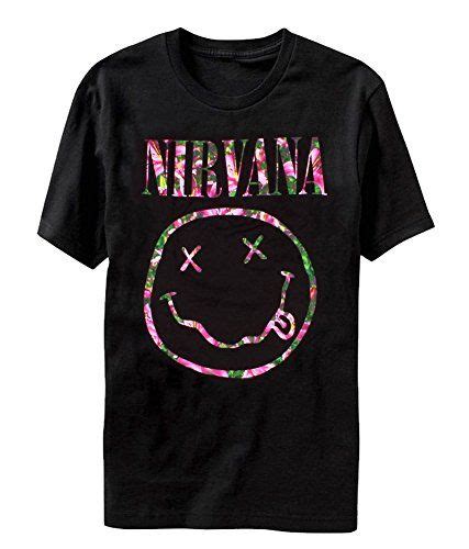 Nirvana Floral Smiley T Shirt Large Shirts Nirvana