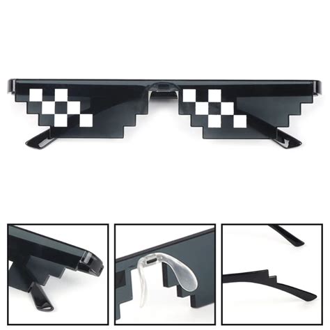 Thug Life Glasses Deal With It Glasses Pixel Women Men Black Mosaic