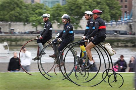 penny farthing cyclists arrive in london before the brooks penny