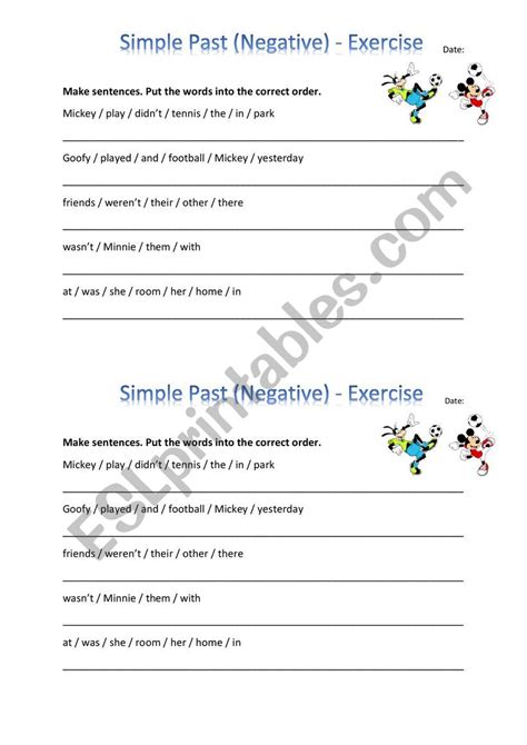 simple negative worksheet