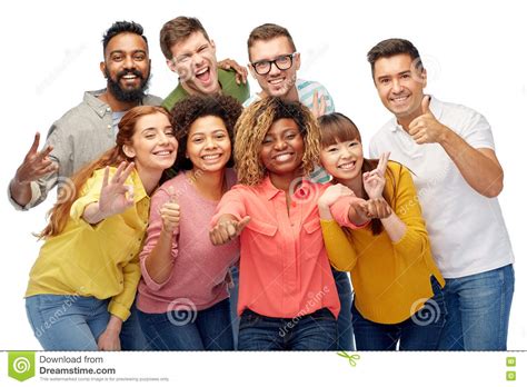 International Group Of People Showing Thumbs Up Stock
