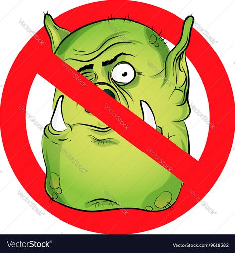 no monsters prohibited sign troll face on white vector image