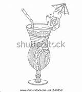 Margarita Coloring Pages Glass Zentangle Pina Drink Colada Template Adult sketch template