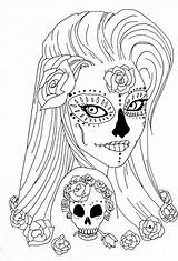 Coloring Skull Pages Sugar Girl Adult Skulls Printable Sheets Print Color Halloween Dia Drawing Adults Books Getdrawings Fairy Catrina Plum sketch template