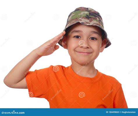 kid saluting stock photo image