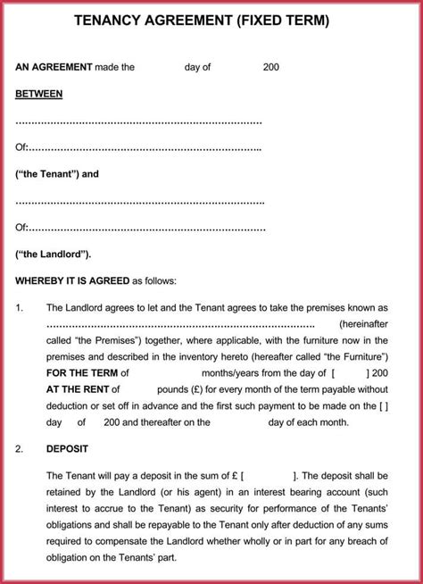 month  month lease agreement template  printable templates