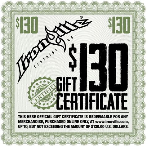 workout gym clothes holiday gift certificate ironville gift card