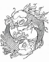 Coloring Pages Koi Japanese Fish Tattoo Dragon Japan Fire Pisces Tattoos Printable Garden Water Deviantart Coy Adult Colouring Carp Coloringtop sketch template