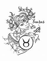 Zodiaco Horoscope Astrologia Ragazza Segno Toro sketch template