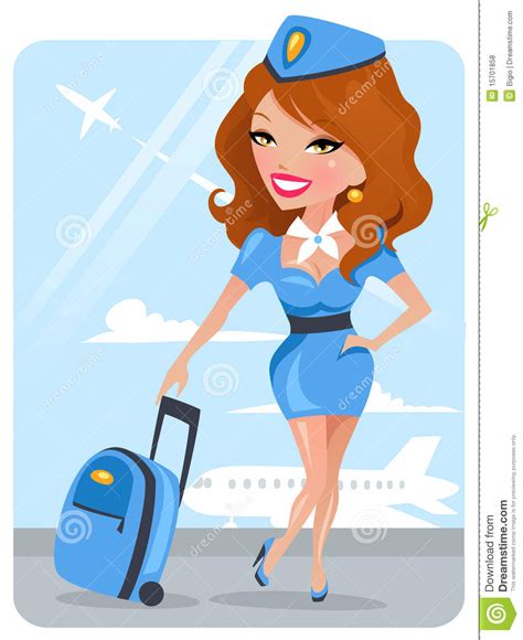 cute stewardess stock vector illustration of woman girl 15701858